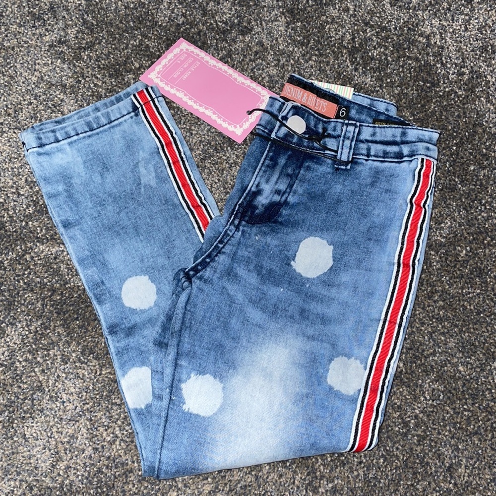 Denim & Rivet Kids Bleached Polka Dot Stripe Denim